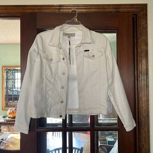 White Calvin Klein Jean Jacket (Size Large)